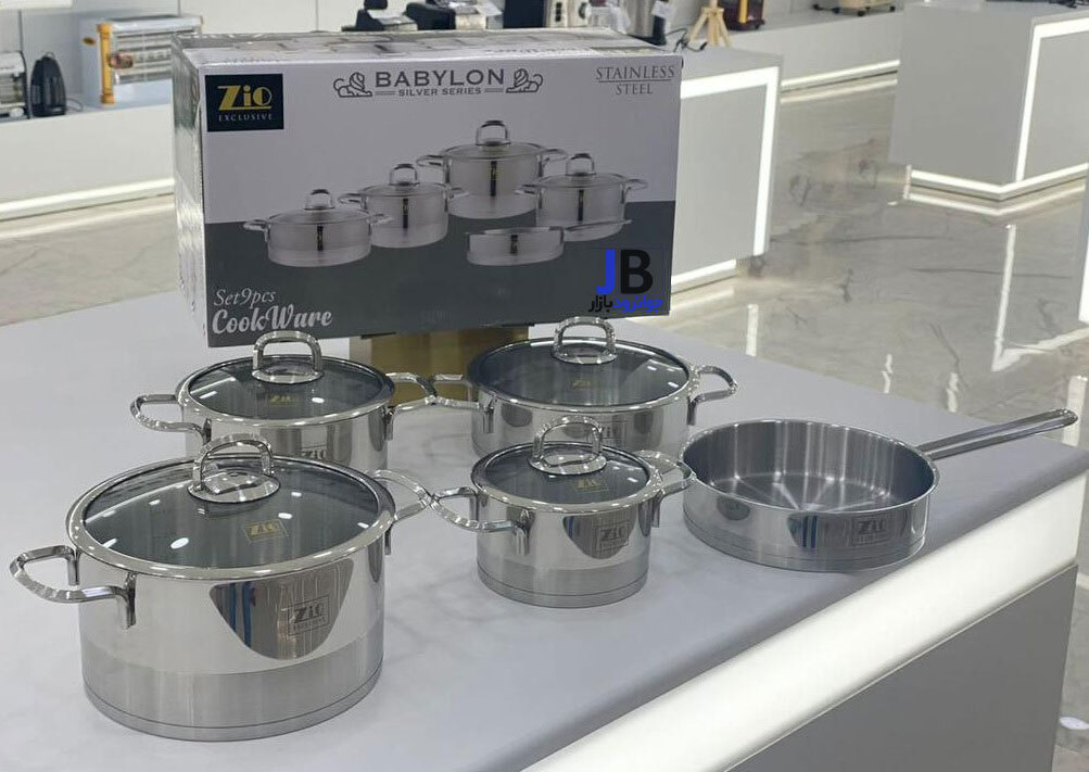  سرویس  قابلمه استیل 9 پارچه زیو سری بابل مدل Zio ZCS-1340/5s26 