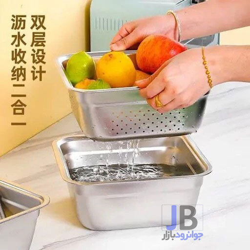 سرویس آبکش و لگن 8 پارچه مربعی استیل یونیک لایف Unique Life