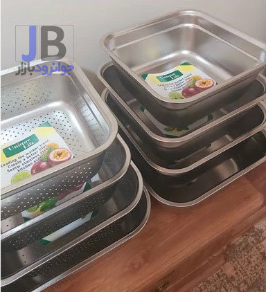  سرویس آبکش و لگن 8 پارچه مربعی استیل یونیک لایف Unique Life 