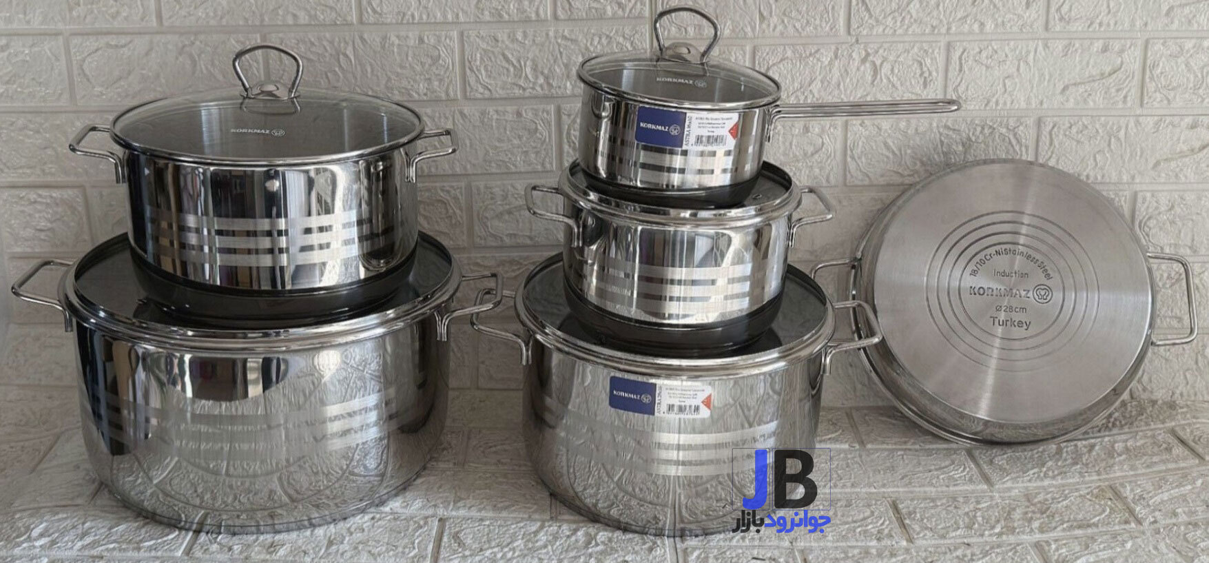 سرویس قابلمه 9 پارچه استیل برند کرکماز مدل آسترا ۱۹۰1 korkmaz Astra