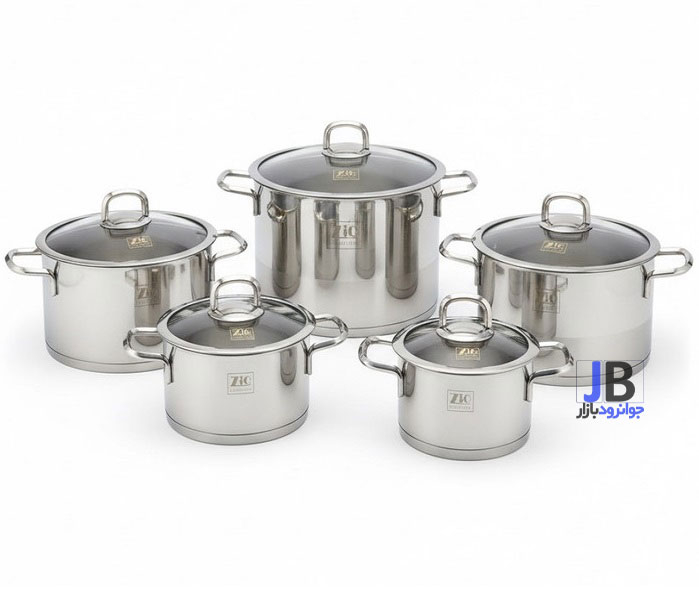 سرویس قابلمه استیل 10 پارچه برند زیو مدل Zio ZCS-1320