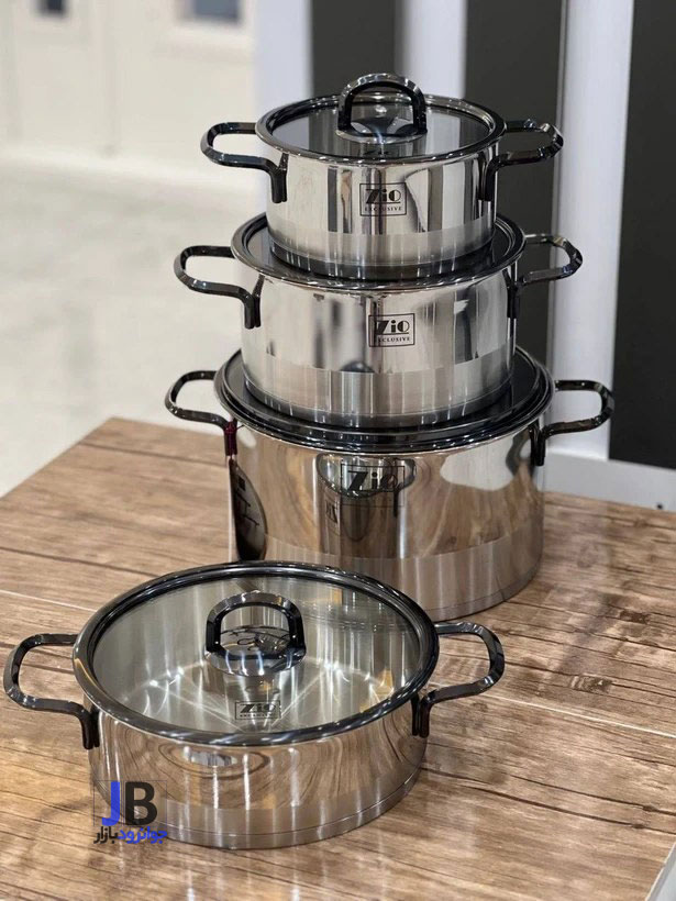  سرویس قابلمه و تابه استیل ۸ پارچه زیو مدل Zio ZCS-1378/4S26