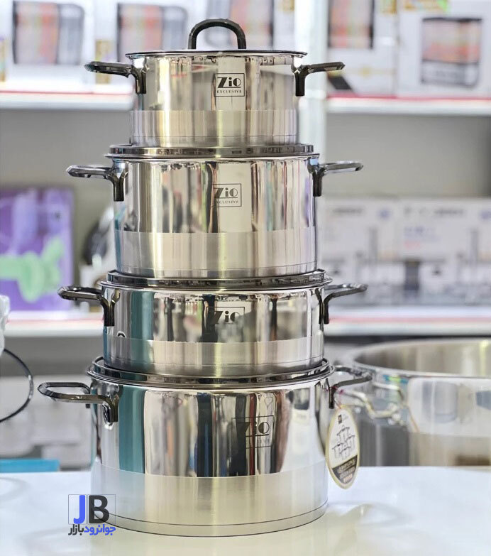  سرویس قابلمه و تابه استیل ۸ پارچه زیو مدل Zio ZCS-1378/4S26 
