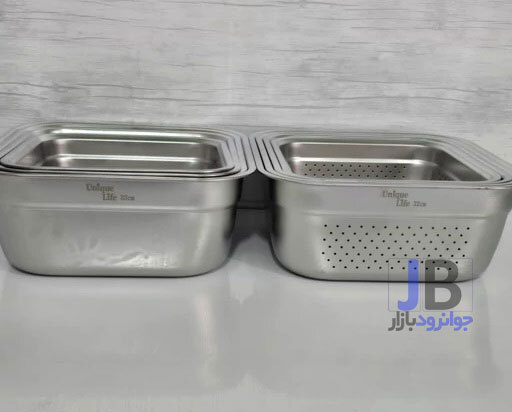  سرویس آبکش و لگن 8 پارچه مربعی استیل یونیک لایف Unique Life 