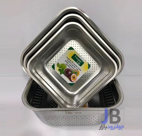  سرویس آبکش و لگن 8 پارچه مربعی استیل یونیک لایف Unique Life 