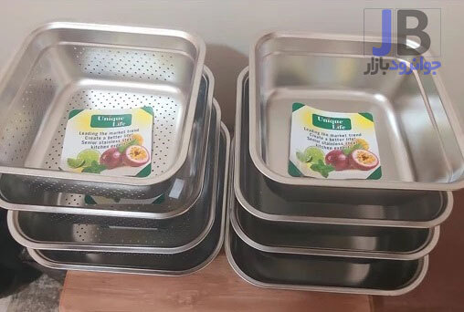  سرویس آبکش و لگن 8 پارچه مربعی استیل یونیک لایف Unique Life 