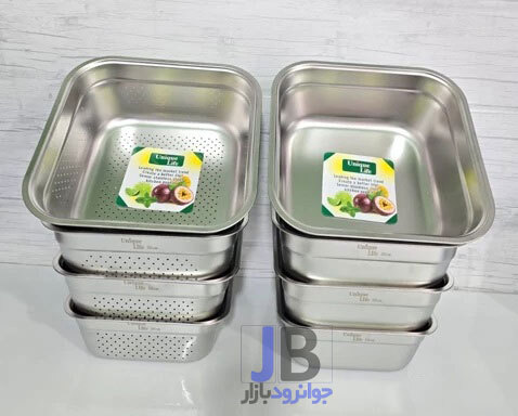 سرویس آبکش و لگن 8 پارچه مربعی استیل یونیک لایف Unique Life 